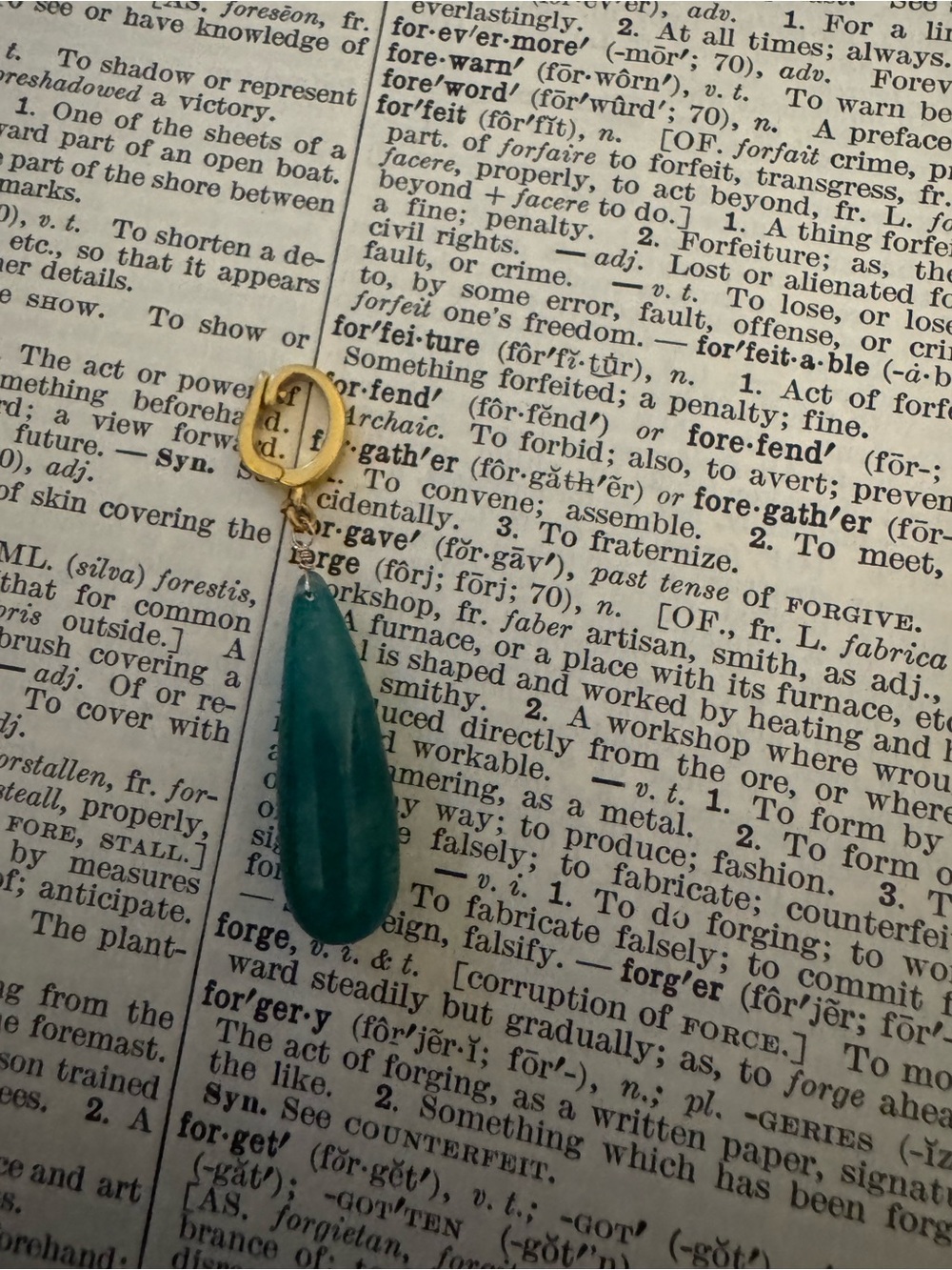 Gold Drop Clip on Charm Emerald Tone Stone - Sequin Brand